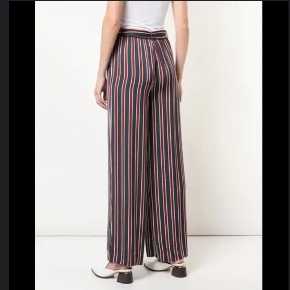 FRAME Easy Striped Charmeuse Wide-Leg Viscose Pant L - Picture 3 of 10